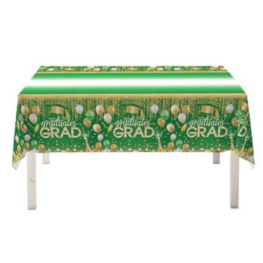 Imagem de IWANTDIY Kit de suprimentos de festa de formatura 2025 – 2 peças de capa de mesa verde Gongrats para decoração de festa de formatura, capas de mesa de plástico de formatura 137.2 cm x 274.3 cm/274 cm