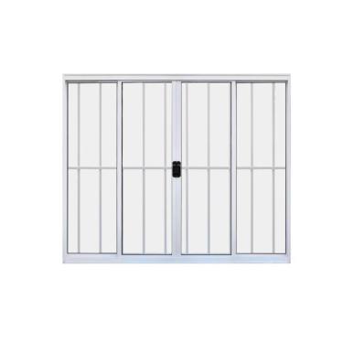 Imagem de Janela 4 Folhas De Correr c/ Grade 1,00 X 1.20 Alumínio Brilhante Linha Modular - Hale