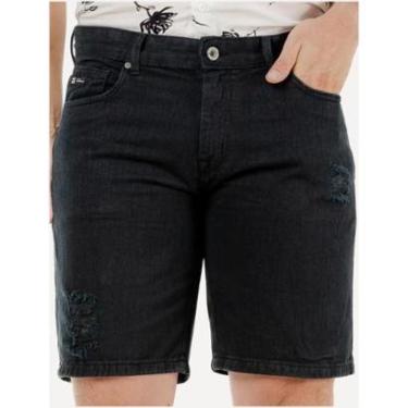 Imagem de Bermuda King & Joe Masculina Sarja Slim Preta-Masculino