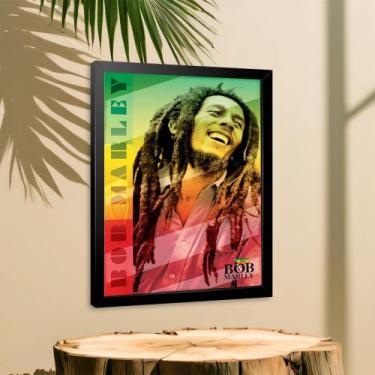 Imagem de Quadro Decorativo Bob Marley Reggae Sala Quarto + Vidro A4 - Genérico,