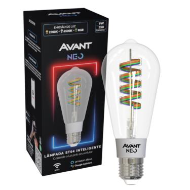 Imagem de Lampada Filamento Retro St64 6w Rgb Inteligente Smart Wifi