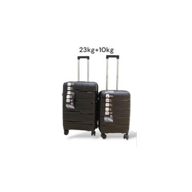 Imagem de Kit Mala de Viagem para 23Kg+10Kg Polipropileno Central (PRETO)
