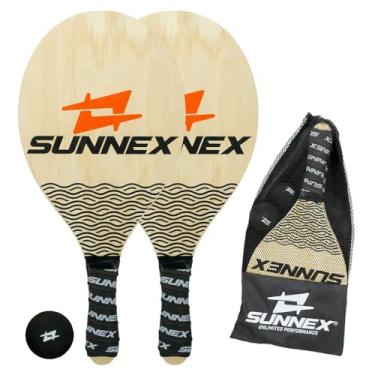 Imagem de Sunnex - Kit 2 Raquete De Frescobol Sunnex Wave Preto + Capa E Bola
