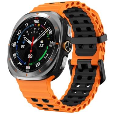 Imagem de SPINYE Pulseiras de relógio compatíveis com Samsung Galaxy Watch Ultra de 47 mm, macia, respirável, oceânica, de silicone esportivo, sem lacunas, para Galaxy Watch 7 Ultra de 47 mm (2024), feminino