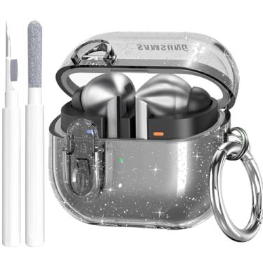 Imagem de OTOPO Capa compatível com Samsung Galaxy Bud 3 Pro/Buds3/Buds 3 FE, clipe de bloqueio transparente com kit de limpeza, capa protetora de TPU transparente para Galaxy Buds Pro 3 para homens e mulheres