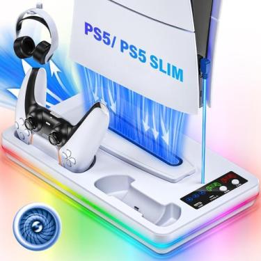 Imagem de Estação de resfriamento e carregador de controlador para PS5 Slim/Stan