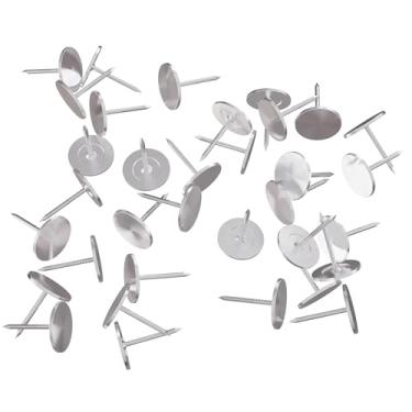 Imagem de Skweawert 200 tachinhas de polegar de cabeça chata de 16 x 25 mm (0,63 x 0,98"), aderência de estofamento para decoração de porta de sofá de móveis, tachas de hardware estilo vintage, pinos de pressão