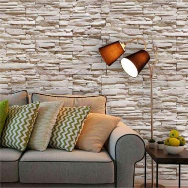 Imagem de Papel De Parede Pedra Em Tons De Bege Claro - Inove Papéis de Parede