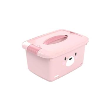 Imagem de Caixa Organizadora Infantil C/Alça E Trava 5,2 Lts Plasútil (Ursa Lúdica Rosa)