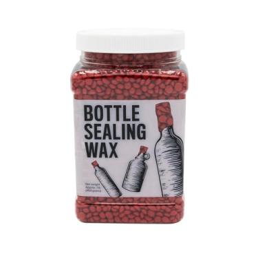 Imagem de Blended Waxes, Inc. Cera de vedação de garrafas, contas de lacre de cera pastilha para vedação de garrafas de vinho, cerveja e licor, selos entre 25-30 garrafas, 450 g, vermelho metálico