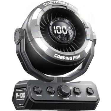 Imagem de CuzyFeelin Ventilador portátil recarregável, ventilador alimentado por bateria de 20000 mAh com lanterna LED, ventilador de mesa, ventiladores para viagens, acampamento