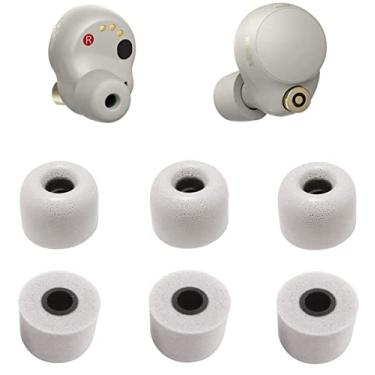 Imagem de JNSA Substituição para WF 1000XM4 Silver 1000XM5 Pontas auriculares de espuma viscoelástica com cancelamento de ruído, tampões de ouvido de espuma de espuma tamanho M, 3 pares, prata, tamanho médio