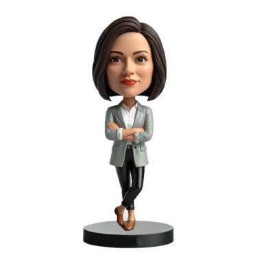 Imagem de Chefe feminino Bobblehead personalizado feito a partir da sua foto, escultura profissional de mulher de negócios, decoração de mesa de escritório perfeita para executivos e líderes empreendedores