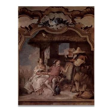 Imagem de Impressão em tela por dois camponeses Giovanni Battista Tiepolo – Obra-prima rococó barroca, pintura escolar de Veneza, pintura a óleo decorativa para galeria doméstica 30 x 39 cm