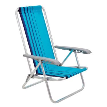 Imagem de Cadeira De Praia Reclinável Tramontina Assento Azul