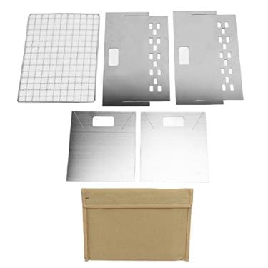 Imagem de Grcfumo 1 PC Grelha de churrasco de carvão dobrável, Camping Campfire Grill, Grill dobrável de churrasco de carvão em aço inoxidável mini churrasqueira portátil para acampamento