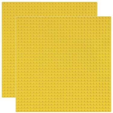Imagem de Minizfigs Classic Baseplate Building Base Plates for Building Bricks | 100% Compatible with Major Brands-Baseplate | 10" x 10" | for Kids 3+ | 2 Pack (Yellow)