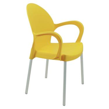 Imagem de Cadeira Tramontina Grace Empilhável Amarelo Em Polipropileno Pés Alumínio