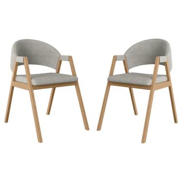 Imagem de Kit 2 Cadeiras Suellen Luxo Reforçada Mesa De Jantar Linho Cinza Claro