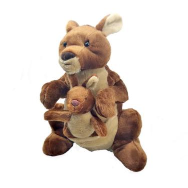 Imagem de Canguru Pelúcia 35 Cm Altura Com Filhote Marrom