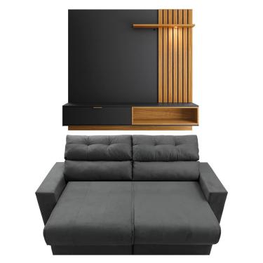 Imagem de Sofá 3 Lugares Cama Inbox Clean Retrátil E Reclinável 190 Cinza