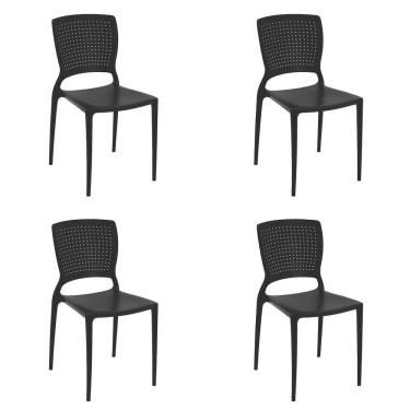 Imagem de 4 Cadeiras Cozinha Jantar Tramontina Safira Em Polipropileno Preto