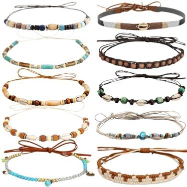 Imagem de 10 pulseiras de chapéu de cowboy para mulheres e homens, pulseiras de chapéu de vaqueira feitas à mão, de substituição, chapéu de pérola, chapéu masculino Fedora Panamá, Multicor, 1 Count (Pack of 10)