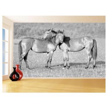 Imagem de Papel De Parede Animais Casal Cavalos Fazenda 3,5M Anm330 - Você Decor
