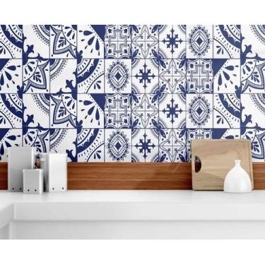 Imagem de Papel de parede Adesivo Azulejo Decorativo Azul Marinho - PRESENTE-BRI