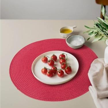 Imagem de Kit de 3 ou 6 peças conjunto redondo para mesa de jantar e prato de descanso(Vermelha-6 Peças)