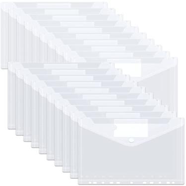 Imagem de JMIATRY 50 bolsos transparentes para fichário para 3 pastas de fichário com bolsos e orifícios, envelopes de plástico com fecho de pressão, inserções de fichário tamanho A4 para armazenamento de