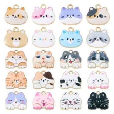 Imagem de Spritewelry Pingentes esmaltados com tema animal, flor, cabeça de gado, gato, borboleta, raposa, tartaruga, pingentes para brinco, colar, pulseira, chaveiro, joias, artesanato, Esmalte, Sem Pedra