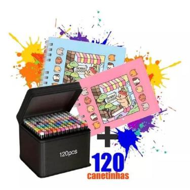 Imagem de Kit 2 Livros Colorir Infantil Bobbie Goods Capa Dura com 120 Canetinha