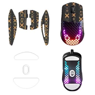 Imagem de NOUKAJU Fita de aderência de mouse para SteelSeries Aerox 3, bordas curvas arredondadas, patins, kit de atualização de mouse profissional pré-cortado resistente ao suor autoadesivo (almofada para pés