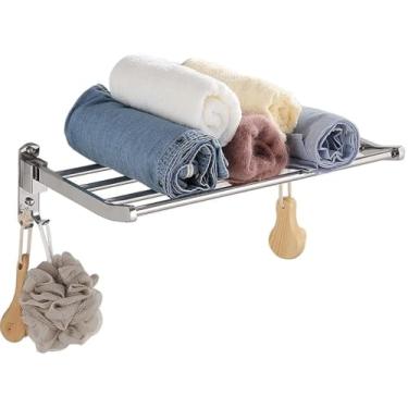 Imagem de Rack De Secagem De Toalha Dobrável De Parede Gancho Para Roupas Airer 90 ° Rotação Cabide Para Lavanderia Banheiro Varanda Linha De Lavagem Expansível Secador De Roupa Fácil De I, 50CM