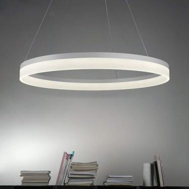 Imagem de Círculo único Led Pingente De Luz Moderna Metal Acrílico 1 Luz Lustre Ajustável Suspenso Lâmpada Suspensa Para Sala De Estar Quarto, White+whitelight, 20cm