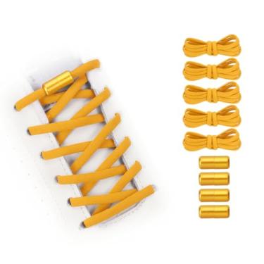 Imagem de YELARXI Cadarços elásticos sem amarrar, de substituição, com 4 fivelas de metal para tênis de lona, Amarelo, 39 inch