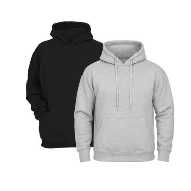 Imagem de Kit Moletom Masculino Blusa Masculina Canguru sem Ziper com Capuz Liso