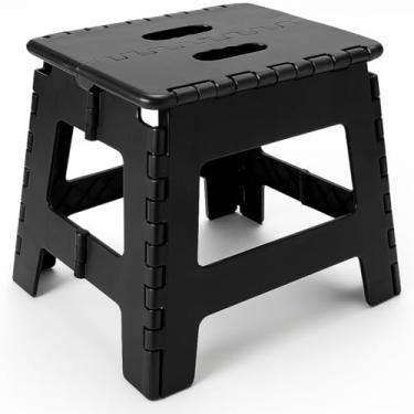 Imagem de Banco Dobrável Preto 32cm, Portátil com Alça, Antiderrapante e Reforçado, Ideal para Cozinha, Lavanderia e Camping, Suporta até 110kg (Cores enviadas conforme disponibilidade)