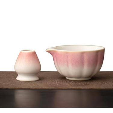 Imagem de LamChyar Conjunto Matcha batedor e tigela, tigela matcha de cerâmica e suporte de batedeira, tigela matcha com bico, suporte de batedor de fósforo, conjunto requintado matcha para cerimônia do chá