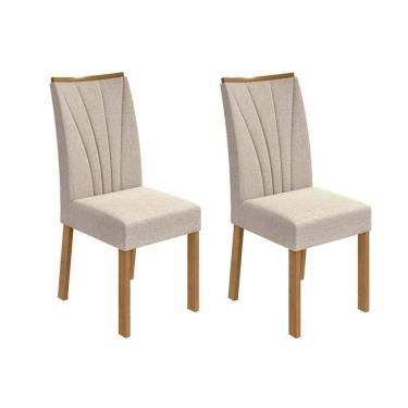 Imagem de Cadeira De Cozinha Apogeu Kit 2 Un Amendoa Clean-veludo Naturale Creme - Lopas