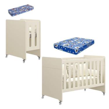 Imagem de Berço Americano Evolution 4 Em 1 Areia Acetinado Com Colchão Mini E Colchão Americano Ortobom - Reller
