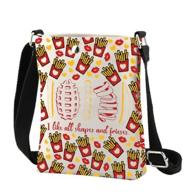 Imagem de CMNIM Bolsa tiracolo para presente de batatas fritas I Like All Shapes and Frieses, presente para amantes de batatas fritas, estampa de batatas fritas, 2574 Frieses C, Transversal