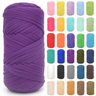 Imagem de Camiseta para crochê, violeta roxa, tecido elástico grosso, fio de crochê para iniciantes, bolsa de tricô à mão, cesta/porta-copos / artesanato faça você mesmo/decoração de casa 200 g (violeta