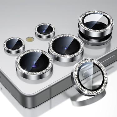Imagem de ESR Protetor de lente para câmera Samsung Galaxy S25 Ultra, protetores de lente individuais, vidro temperado ultrafino com borda de alumínio, compatível com capa, 1 conjunto, glitter prata
