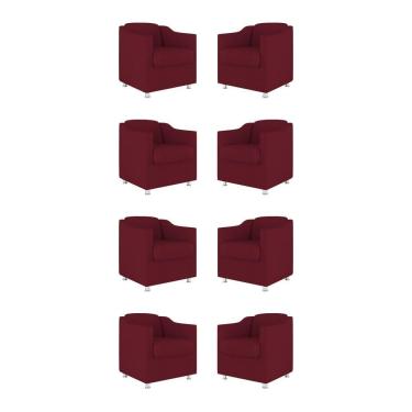 Imagem de Kit 08 Poltronas Decorativas Sala De Espera Clinica Tecido Cor:marsala