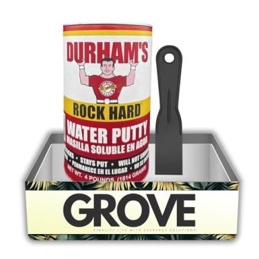 Imagem de Durham's Rock Hard Water Putty Pacote de 1,8 g com faca de massa de vidraceiro – Reparação e molde de madeira, gesso e drywall, enchimento não encolhível, lixável e pintado – Conjunto de presente (2