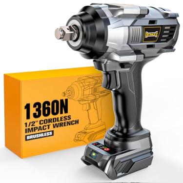 Imagem de DIYtoolifz Chave De Impacto Sem Fio 1/2" Para Dewalt, Bateria 20 V (Sem Bateria), Torque Alto 1000 Pés-Lbs (1360 N.M), Pistola Elétrica Com Luz Trabalho Led, Velocidades Variáveis, Controle 4 Veloci