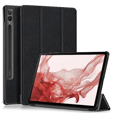Imagem de Gylint Capa para Samsung Galaxy Tab S9+ 2023, capa dobrável ultrafina de couro PU com suporte para Galaxy Tab S9 Plus SM-X810 / X816 / X818 preta