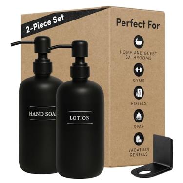 Imagem de 1- Garrafa de plástico preta Shoppe | Dispensador de sabonete líquido recarregável | Frascos com bomba de sabonete e loção de 473 ml para casas, hotéis, quartos de hóspedes e banheiros de férias |